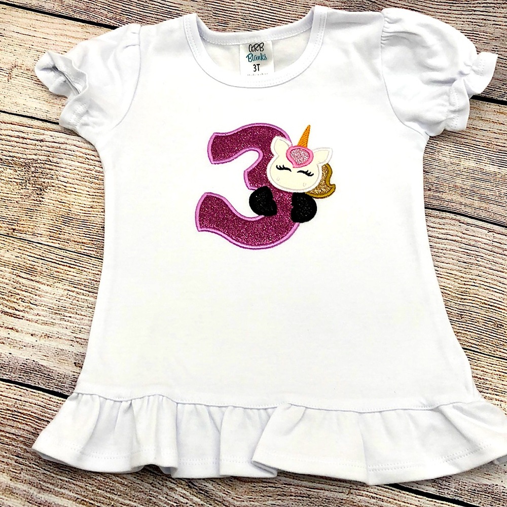 Girls birthday embroidered tshirt